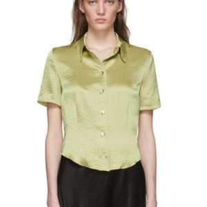 Nanushka Green Clare Shirt button up top small